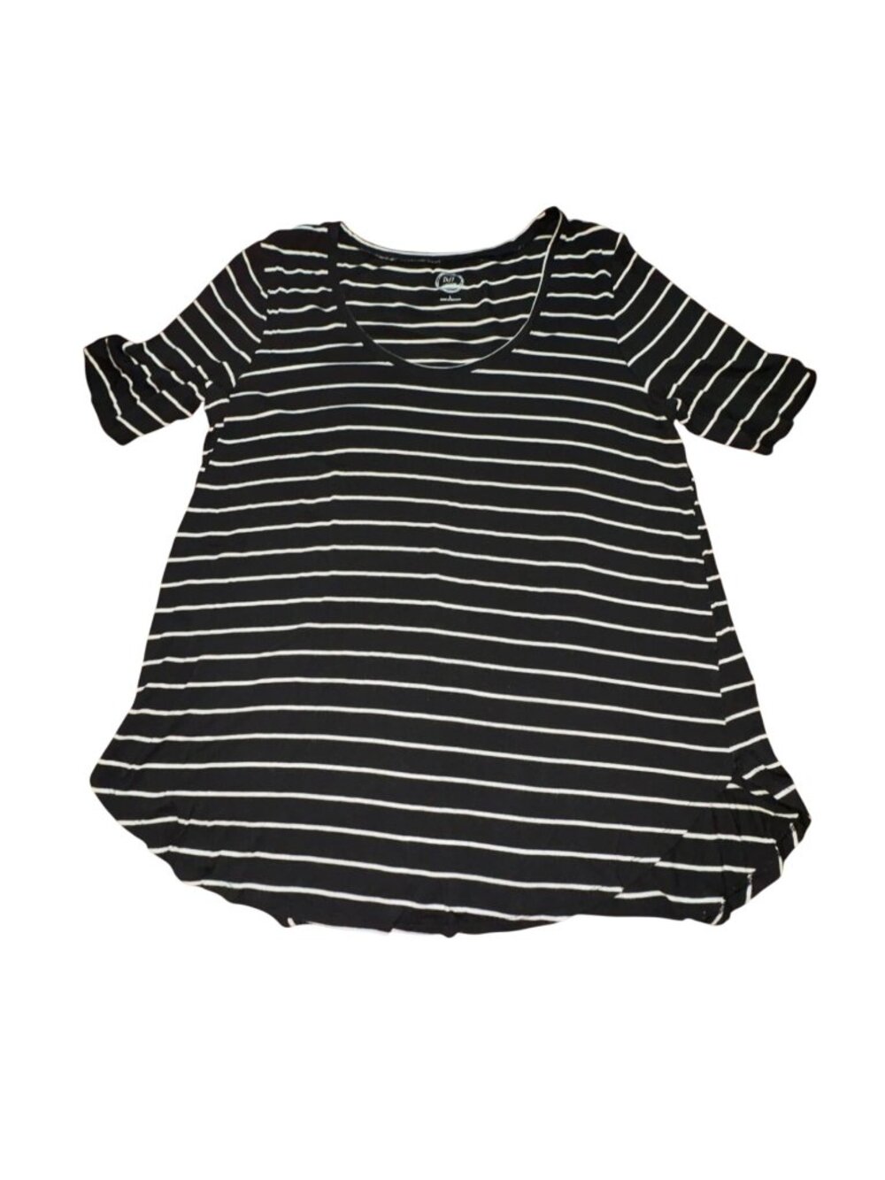Maurices 24/7 Boatneck Striped Blouse-Black/White-L-GUC